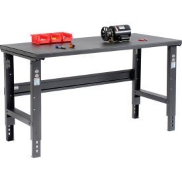 Global Equipment 60x30 Adjustable Height Workbench C-Channel Leg - Steel Square Edge - Black 183152BK